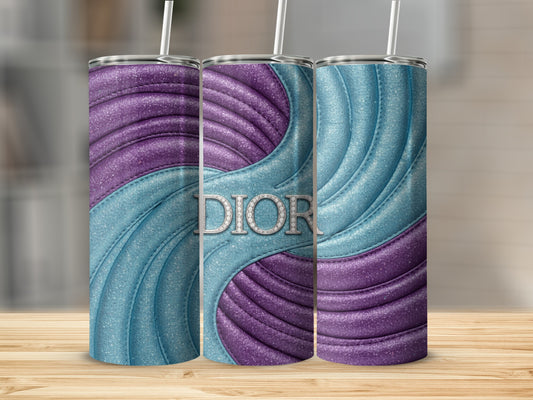 Dior Logo Sparkling Swirl Pattern Teal Purple Tumblers