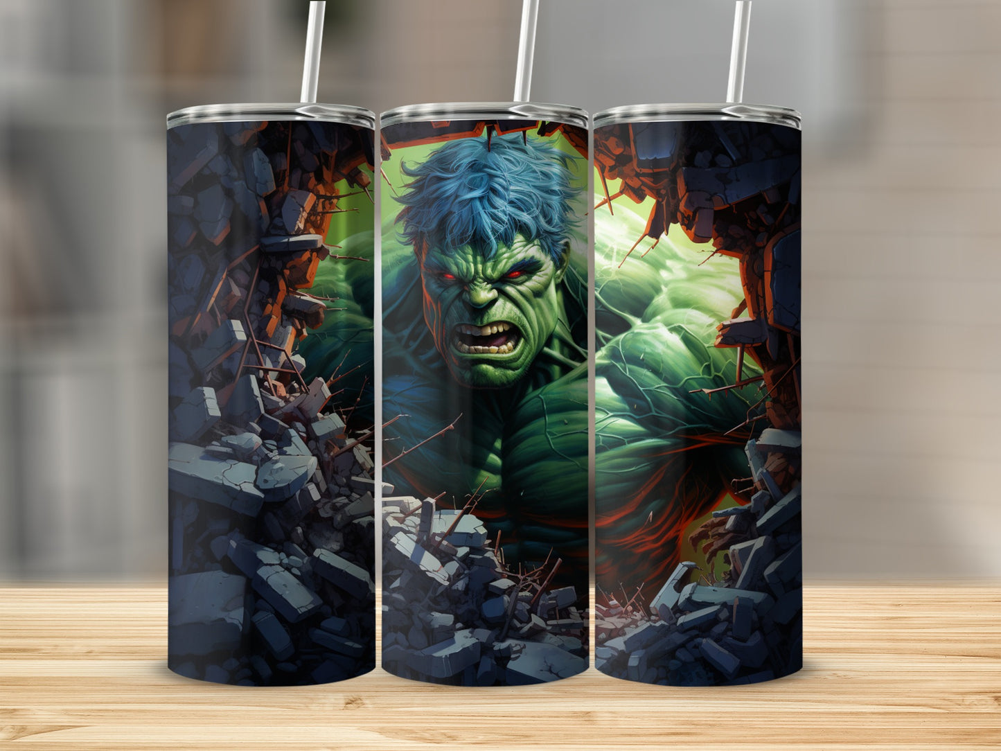 Fierce Green Monster Breaking Through Wall Tumbler