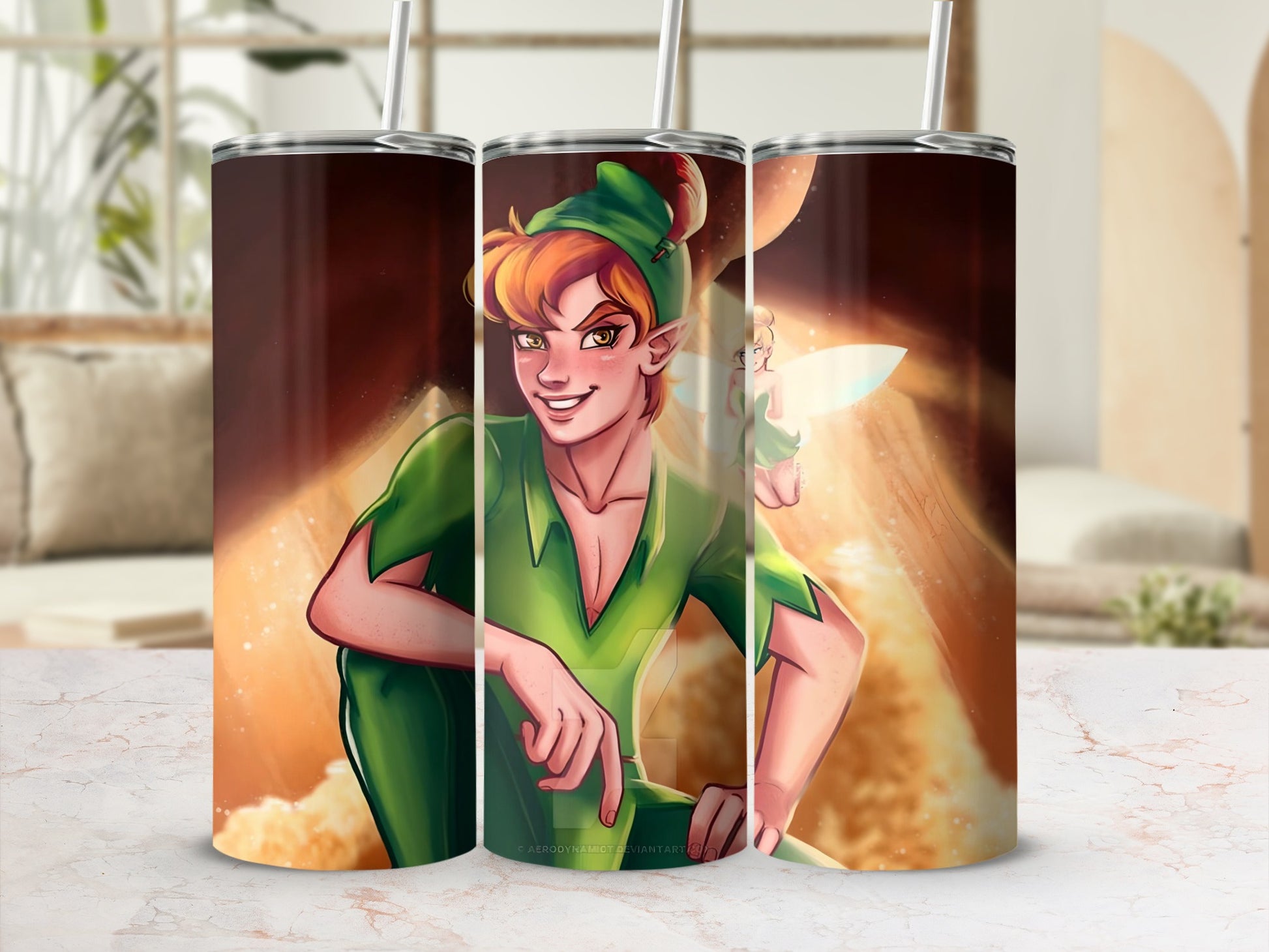 Peter Pan Tumbler with Fairy Glittering Design