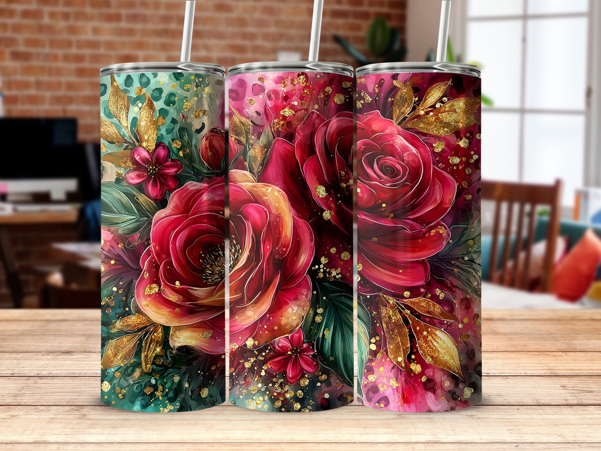 Beautiful Vibrant Floral Design Insulated Tumblr