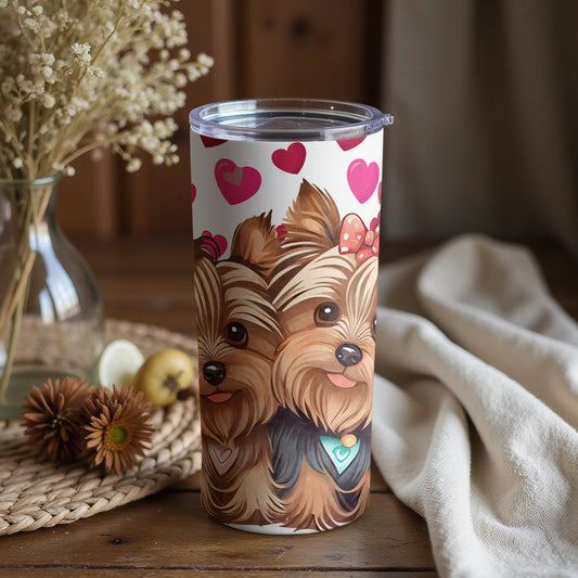 Adorable Yorkie Dog Design with Hearts Tumbler
