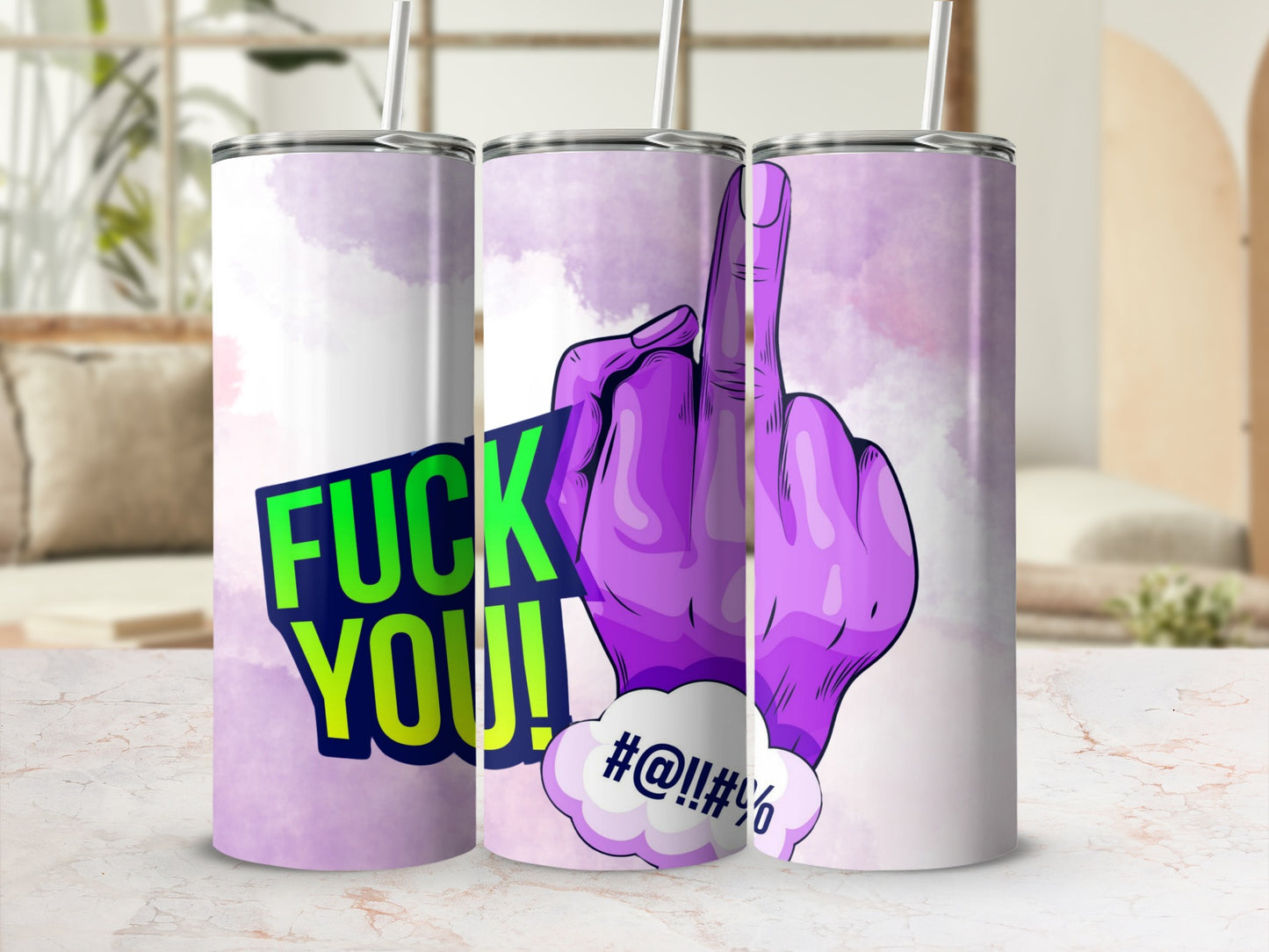 Fuck You Middle Finger Graphic Insulated Tumbler