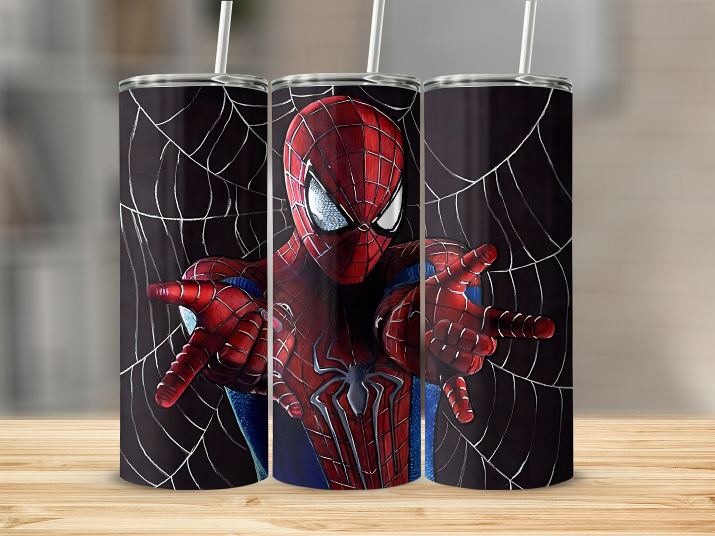 Spiderman Web Slinging Tumbler Cup with Straw