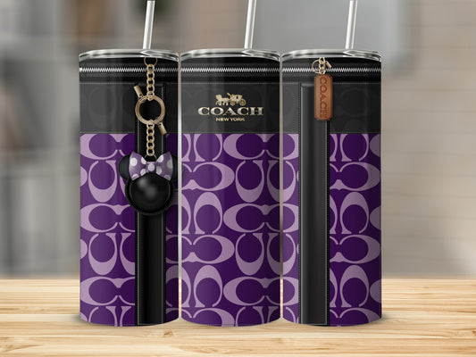 Purple and Black Coach New York Design Tumbler
