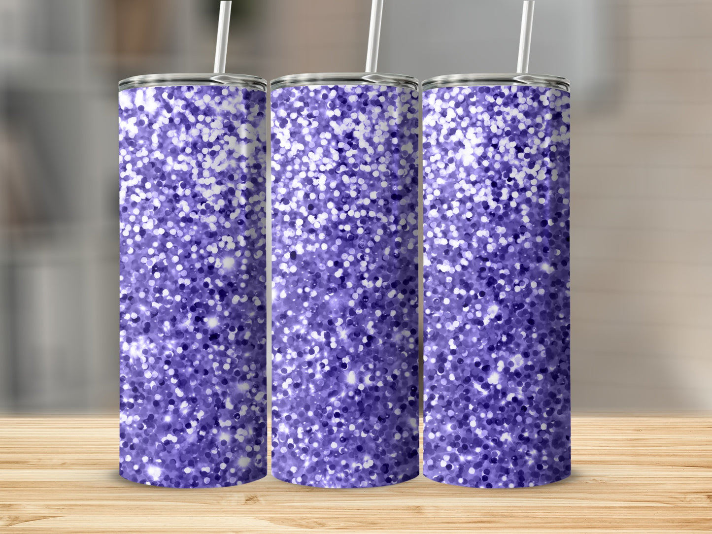 Purple and White Glitter Design Tumbler Product