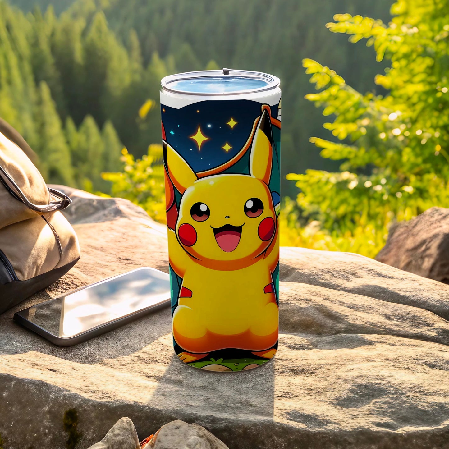 Pikachu Design Insulated Travel Mug for Fans 20oz Tumbler