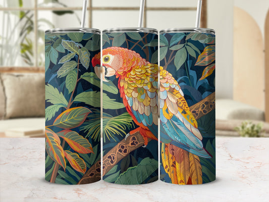 Vibrant Parrot Lush Tropical Foliage Slim Tumbler product type
Parrot, Macaw, Tropical, Jungle, Bird, Vibrant, Colorful, Foliage, Leaves, Nature, Wildlife, Tumbler, Drinkware, Beverage, Insulated, Exotic, Gift, Unique, Outdoors, Travel