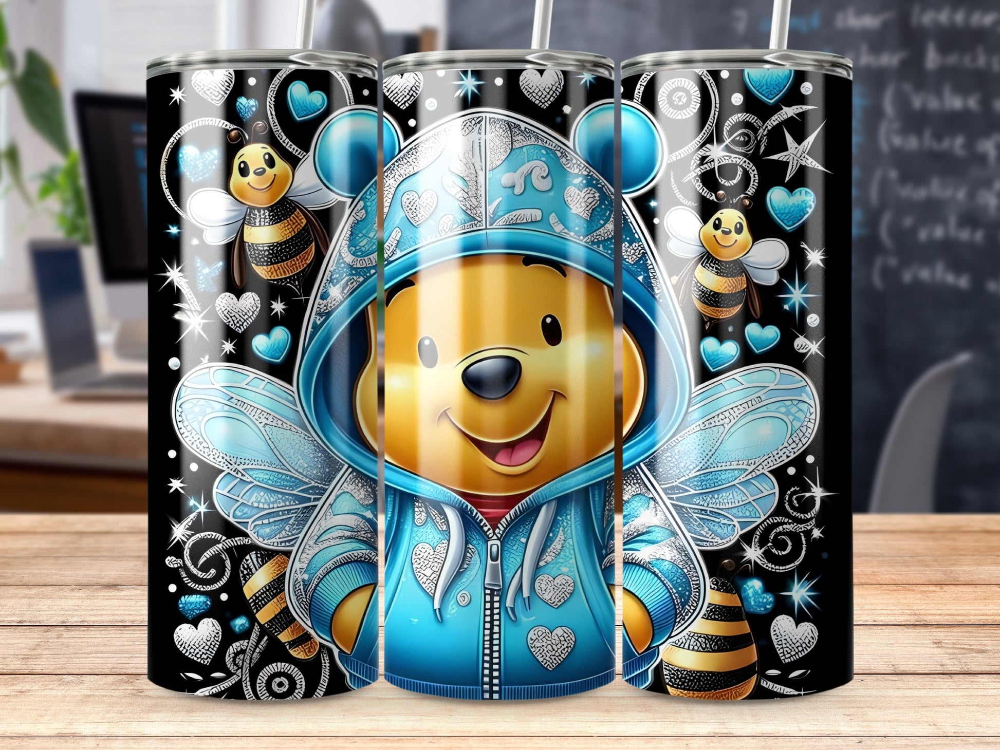 Cute Bear with Wings and Bees Insulated Tumbler