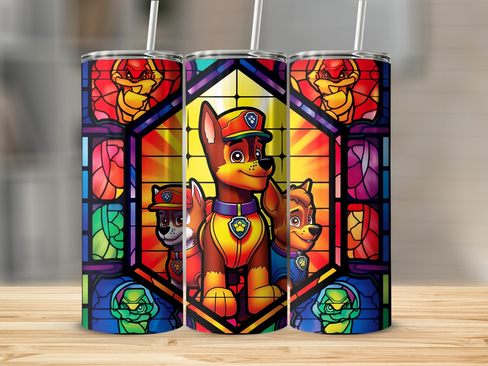 Stained Glass Style Paw Patrol Insulated Tumbler