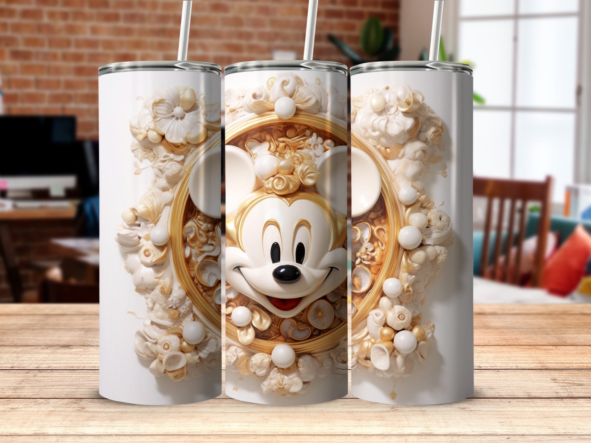 Decorative white cartoon character tumbler accessory