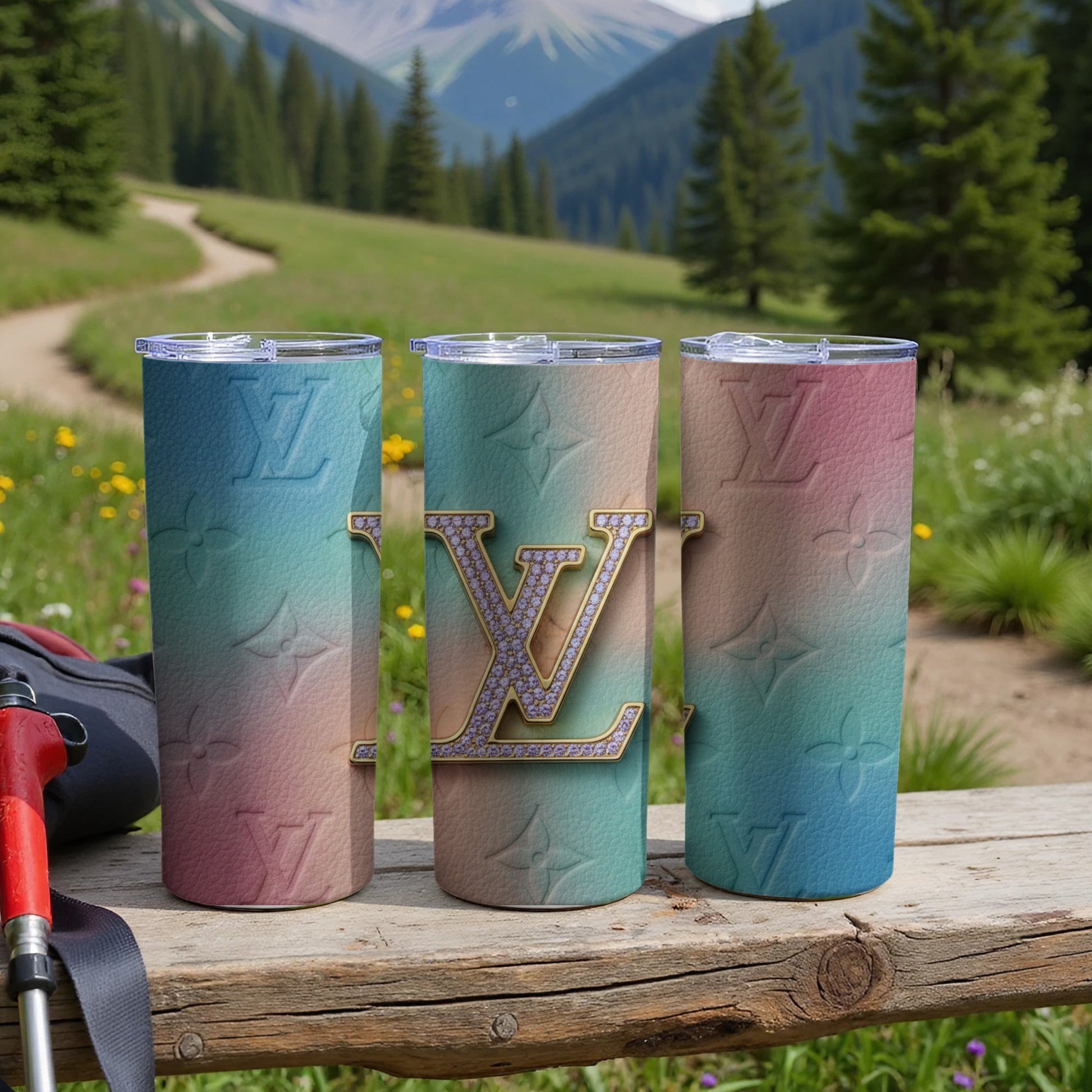 Gradient LV Inspired Tumbler for Stylish Hydration Needs