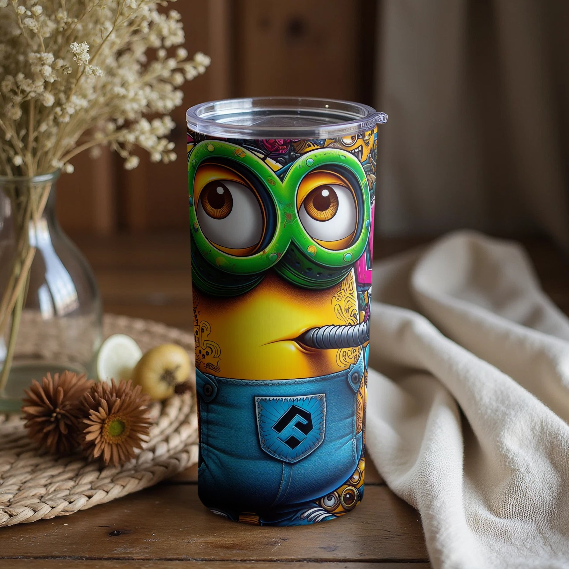 Minion Themed Funny Travel Tumbler Fun Design Cup