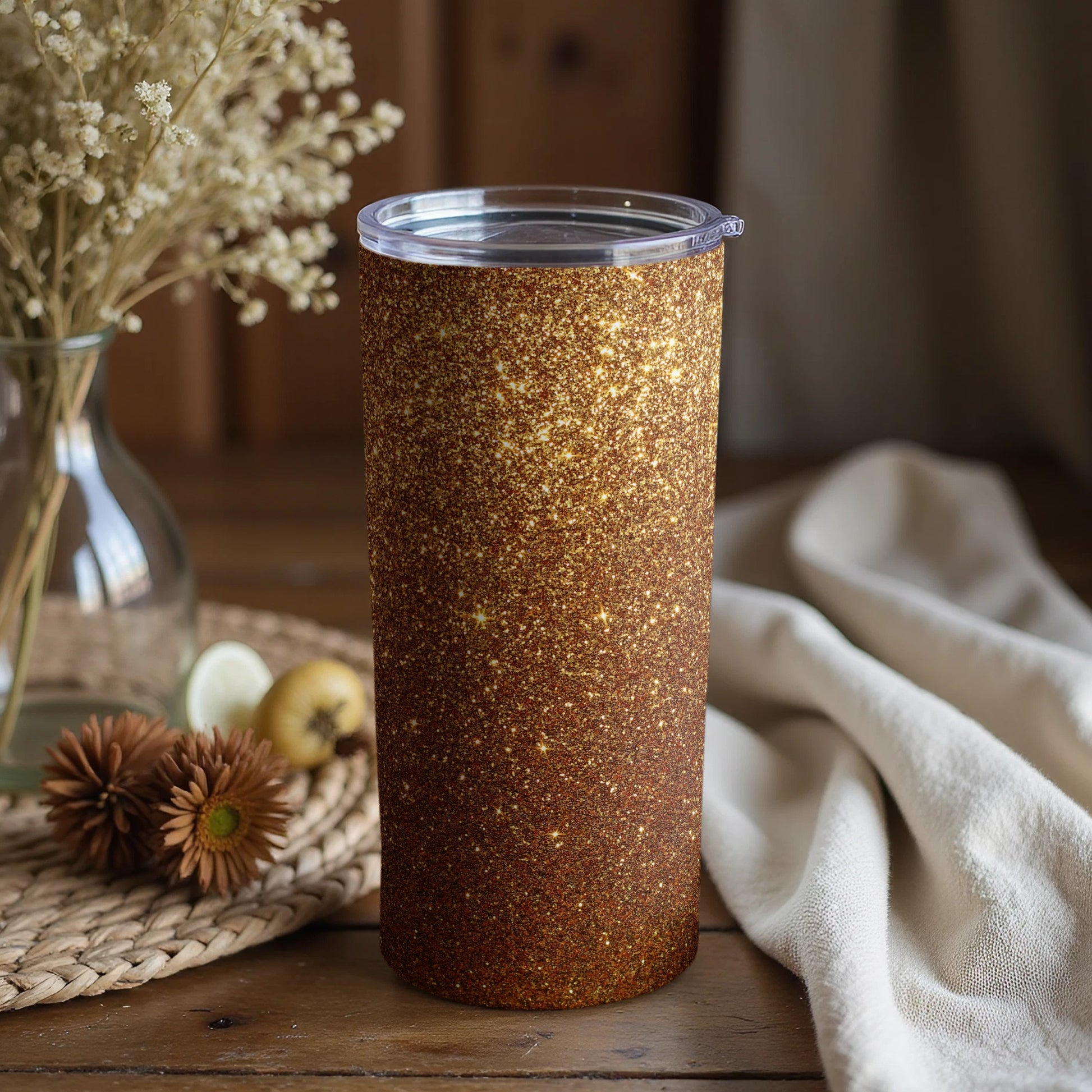 Glittering Gold Tumbler Perfect for Stylish Beverages
