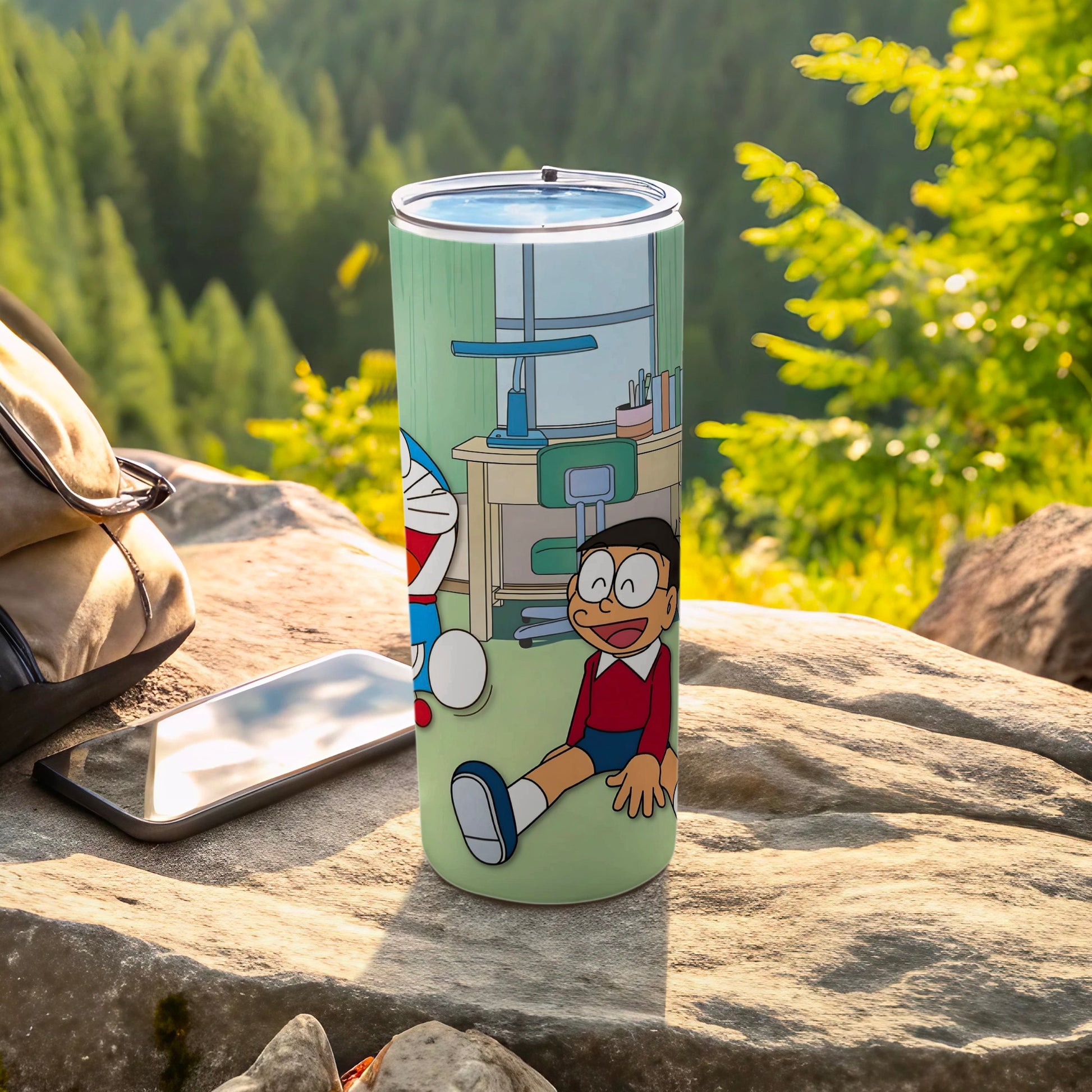 Cartoon Character Print Travel Tumbler for Cold Beverages