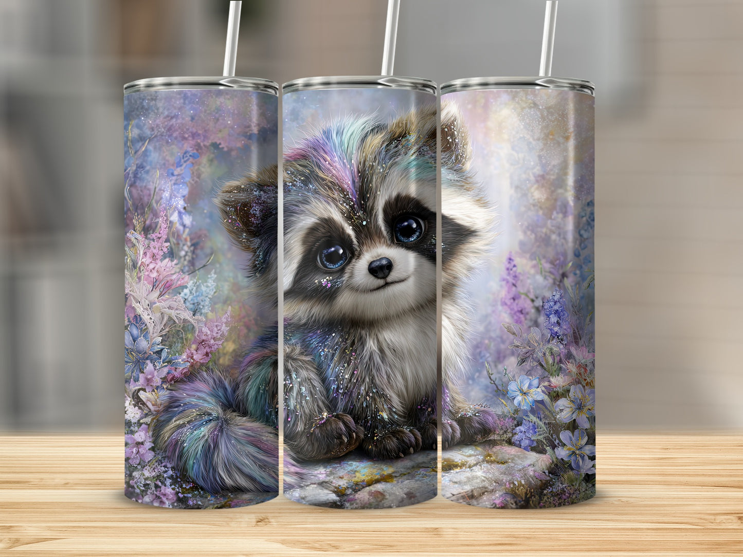 Cute Rainbow Raccoon Design Tumbler for Unique Style