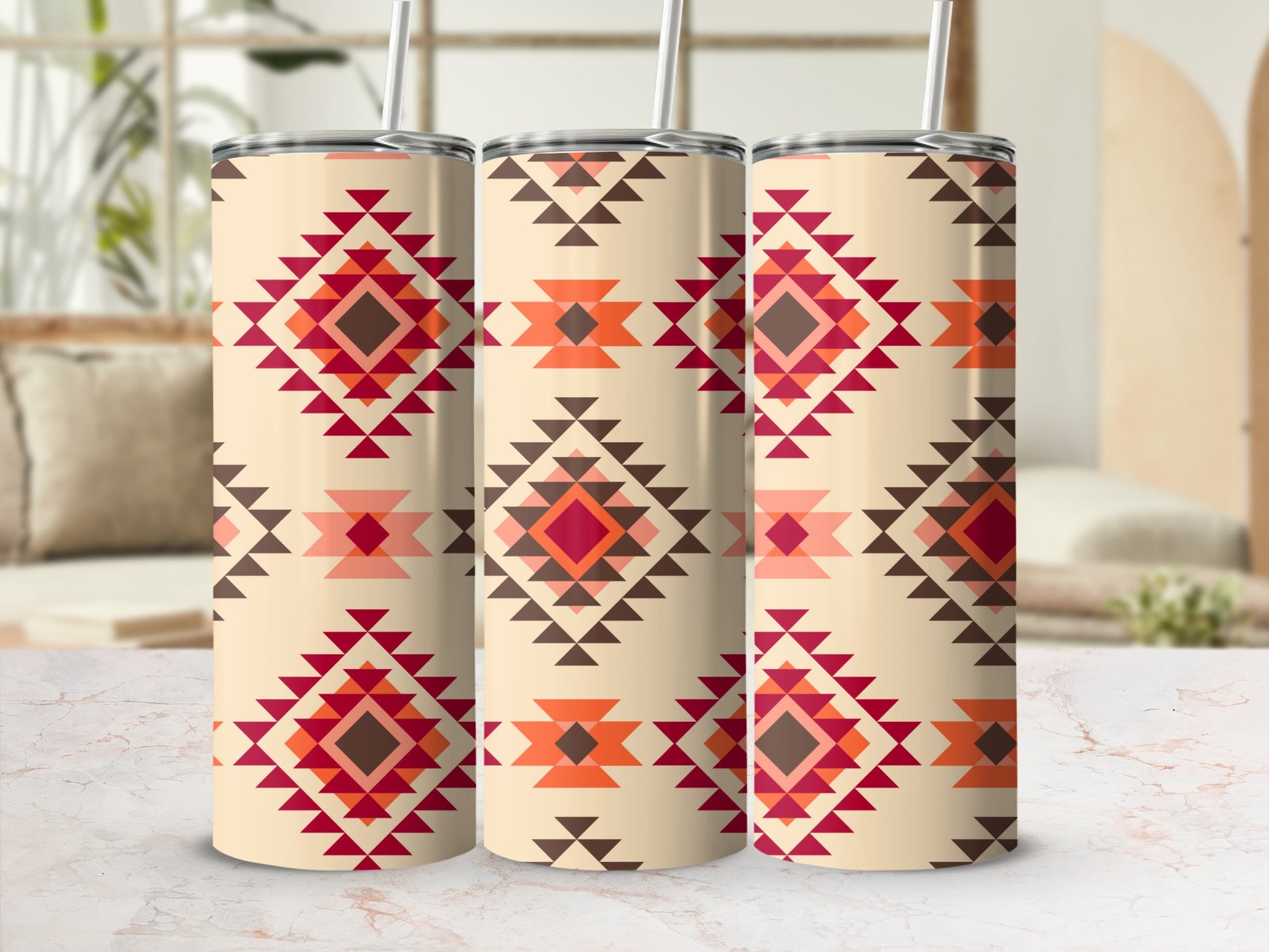Geometric Southwestern Pattern Portable Tumbler