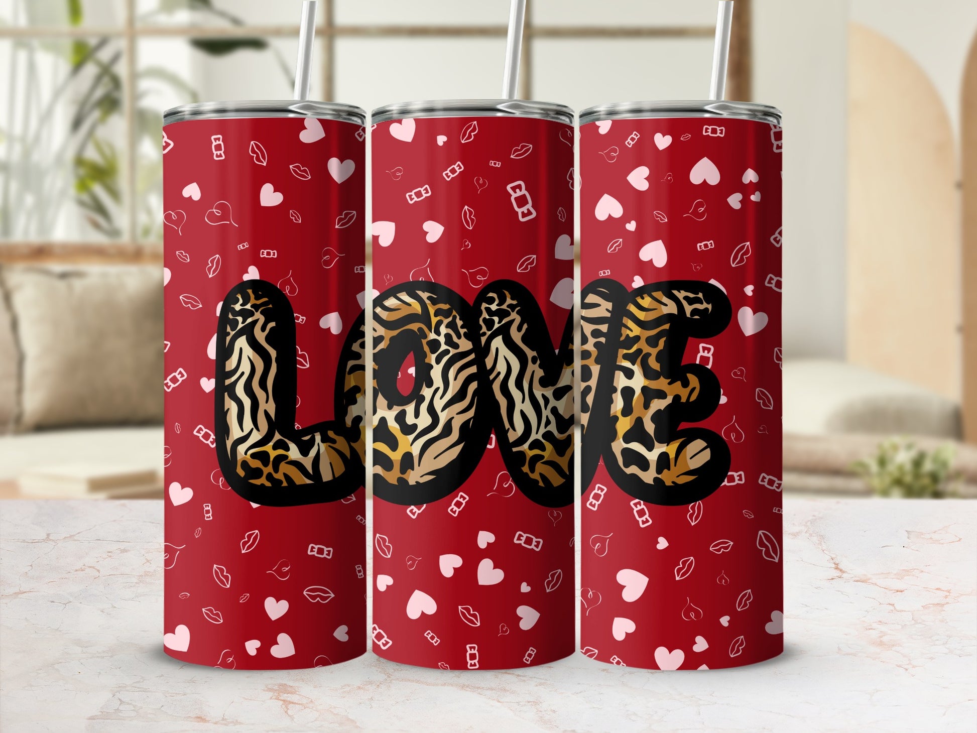 Leopard Print LOVE Insulated Cup for Valentine's Day