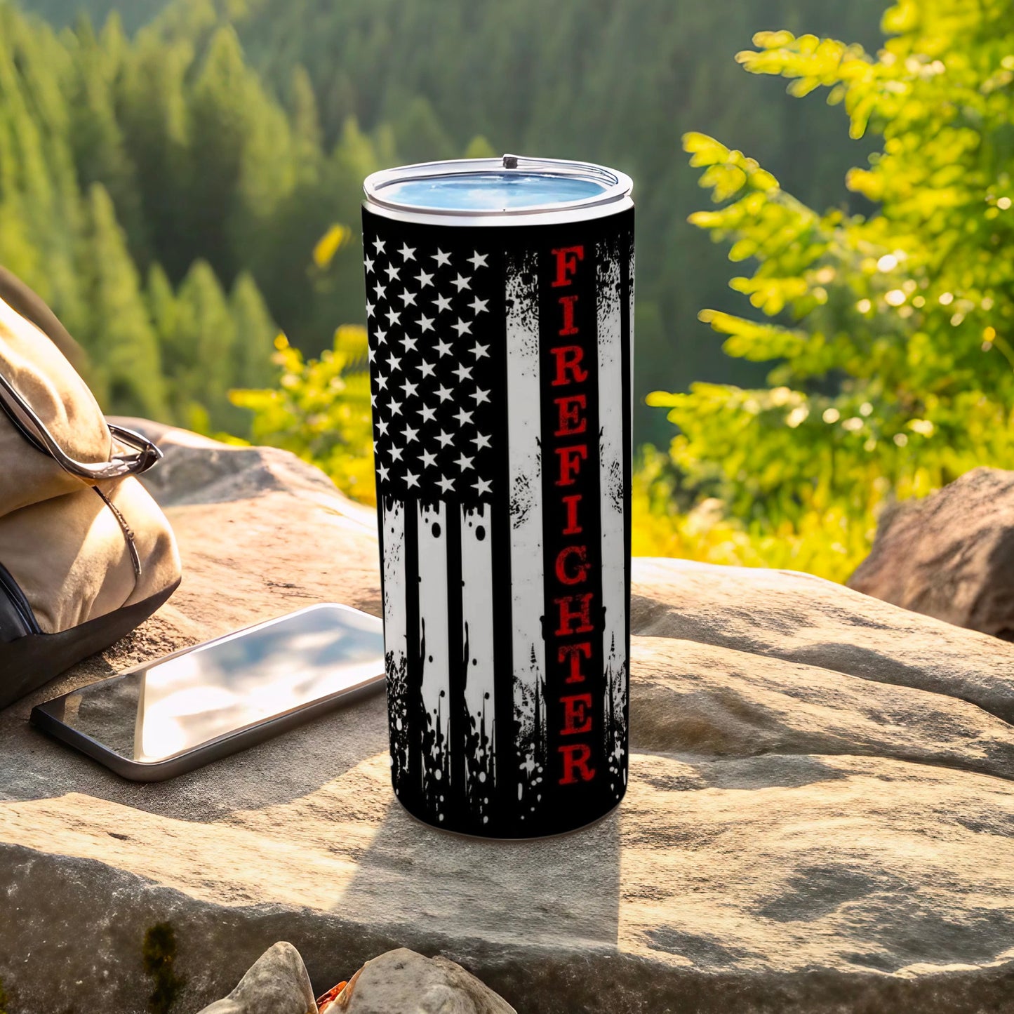 Firefighter American Flag Insulated Tumbler Cup