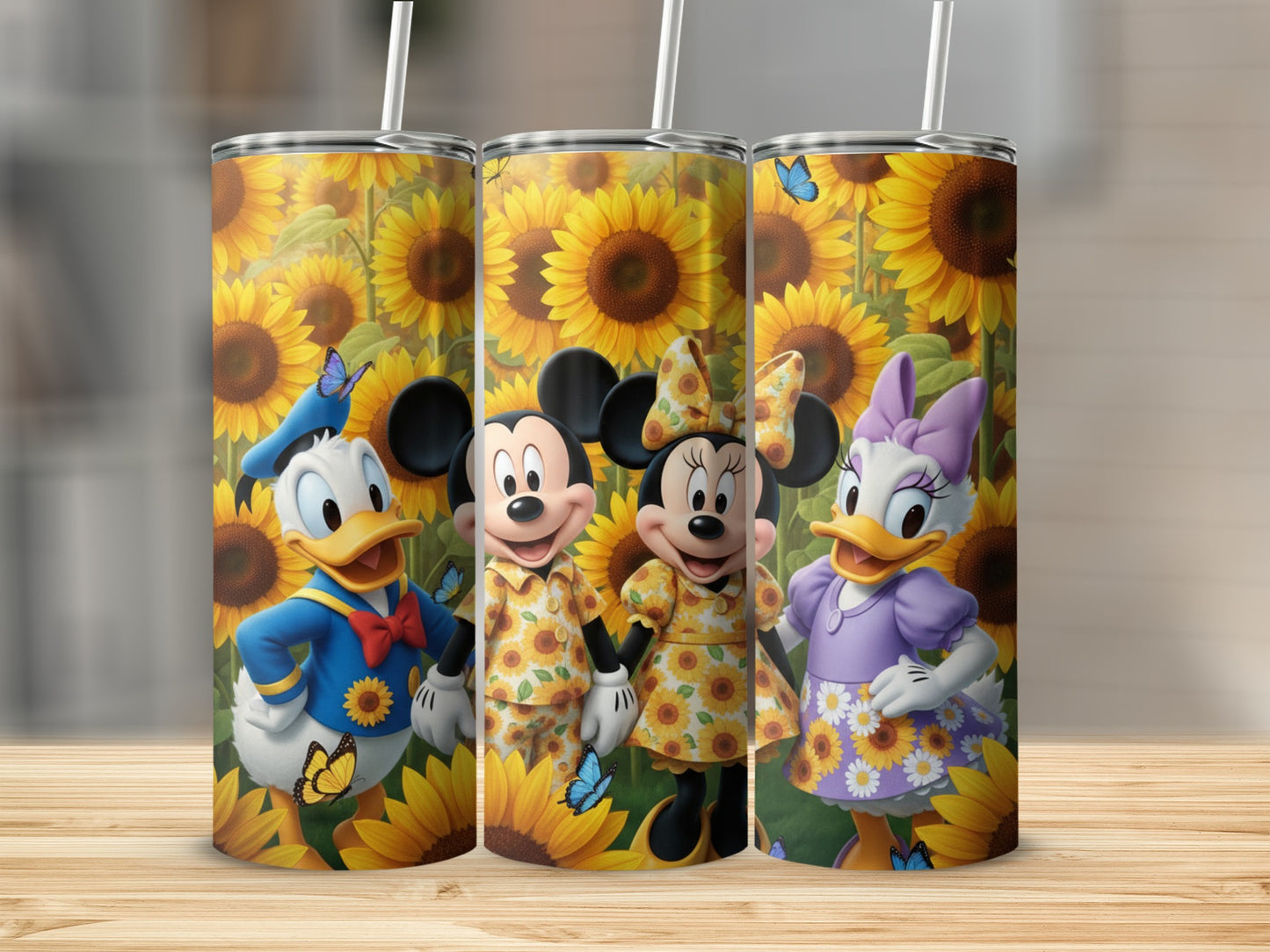 Sunflower Themed Tumblers Featuring Beloved Characters
