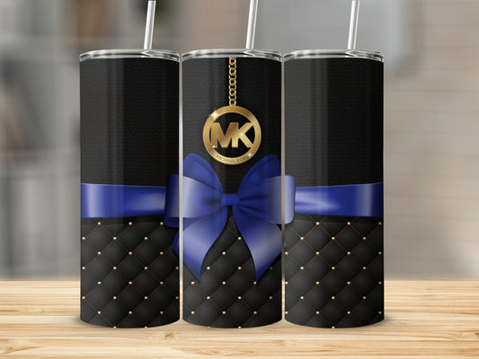 Elegant Black and Blue Tumbler with Gold Accents