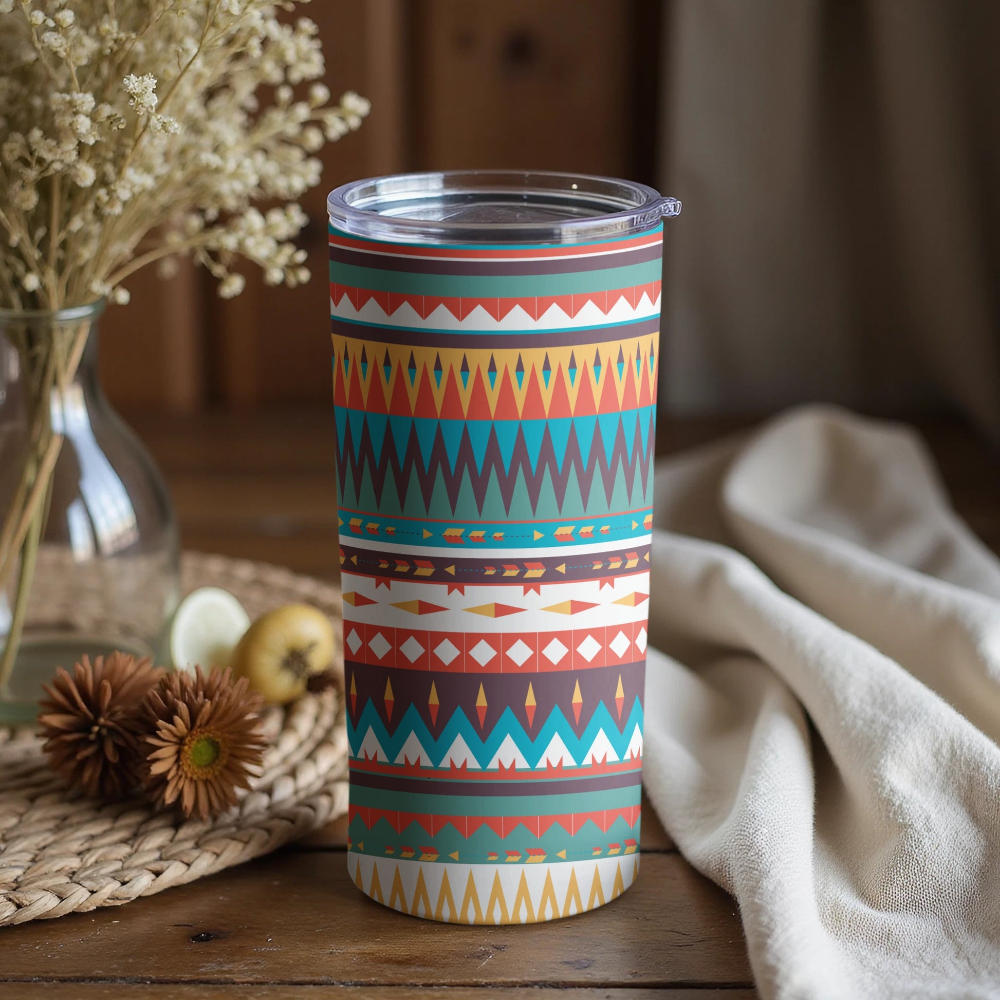 Vibrant Geometric Patterned Tumbler for Everyday Use