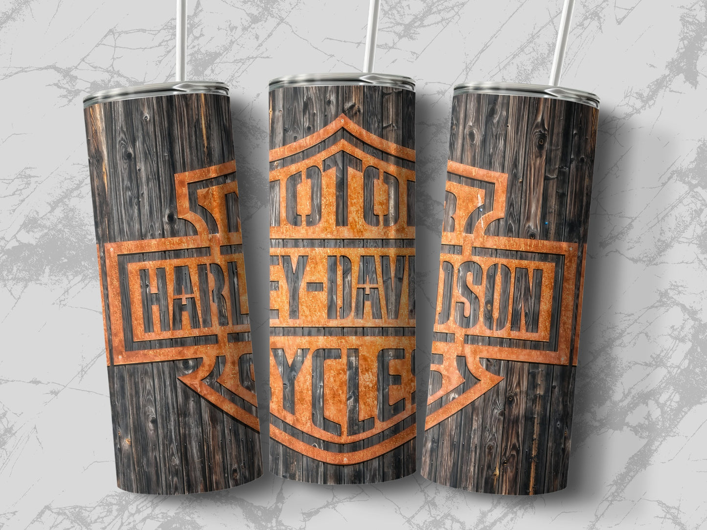 Vintage Harley-Davidson Wood Grain Design Insulated Tumbler
