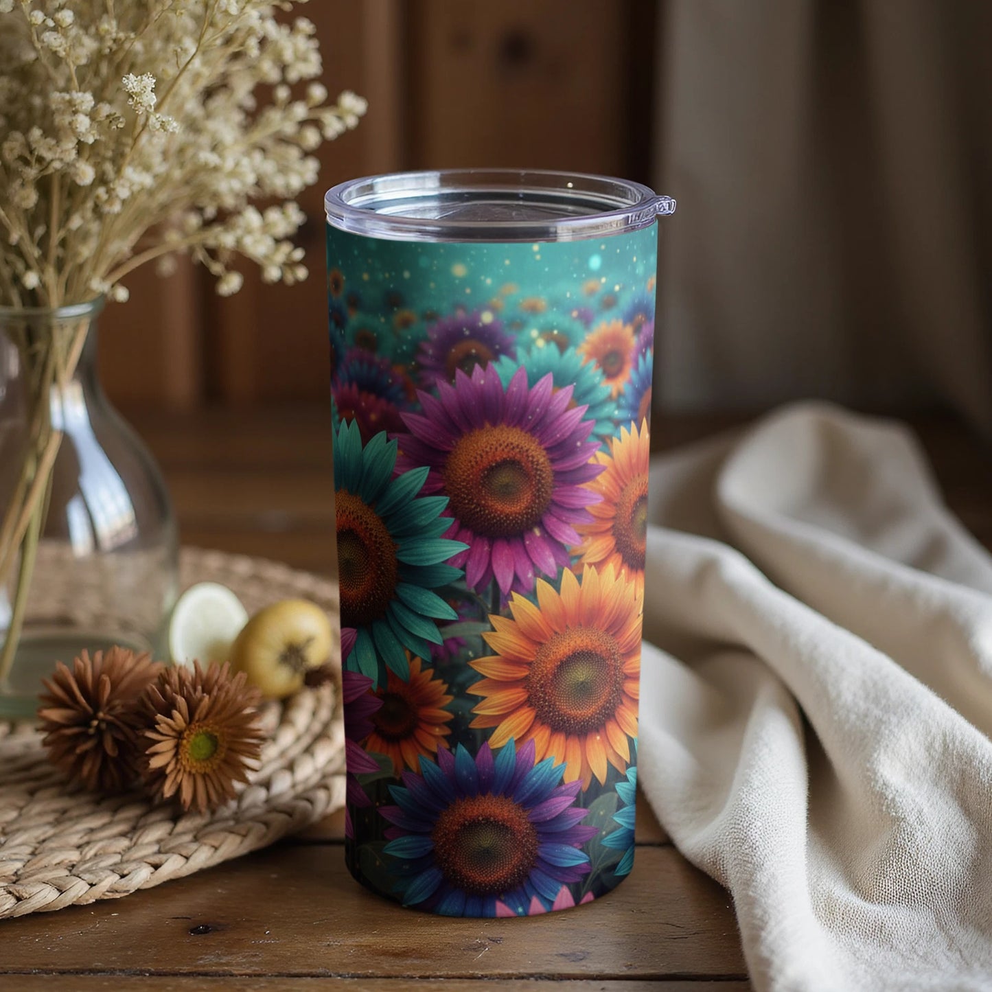 Vibrant Sunflower and Floral Designed Tumbler
