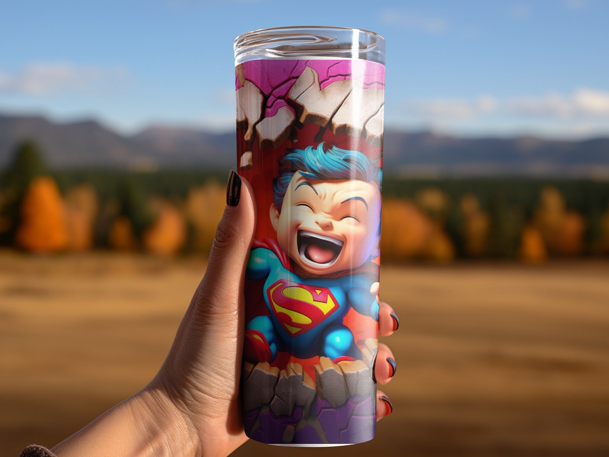 Superhero Character Design Travel Tumbler