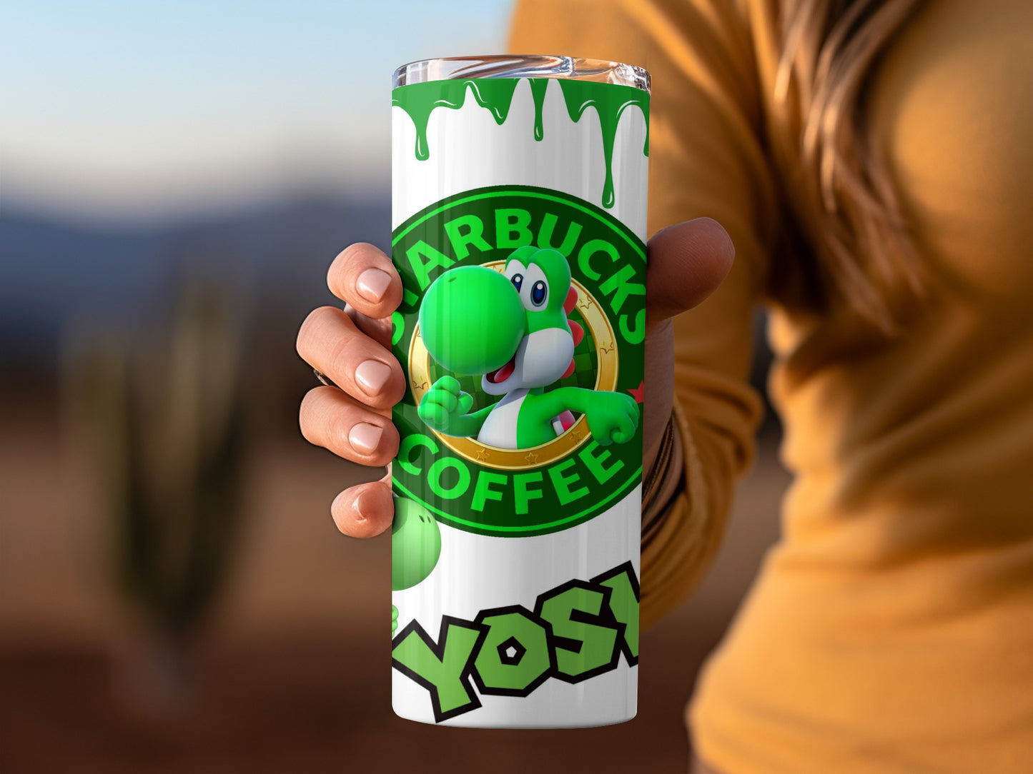 Yoshi Starbucks Coffee Green Drip Tumbler Cup