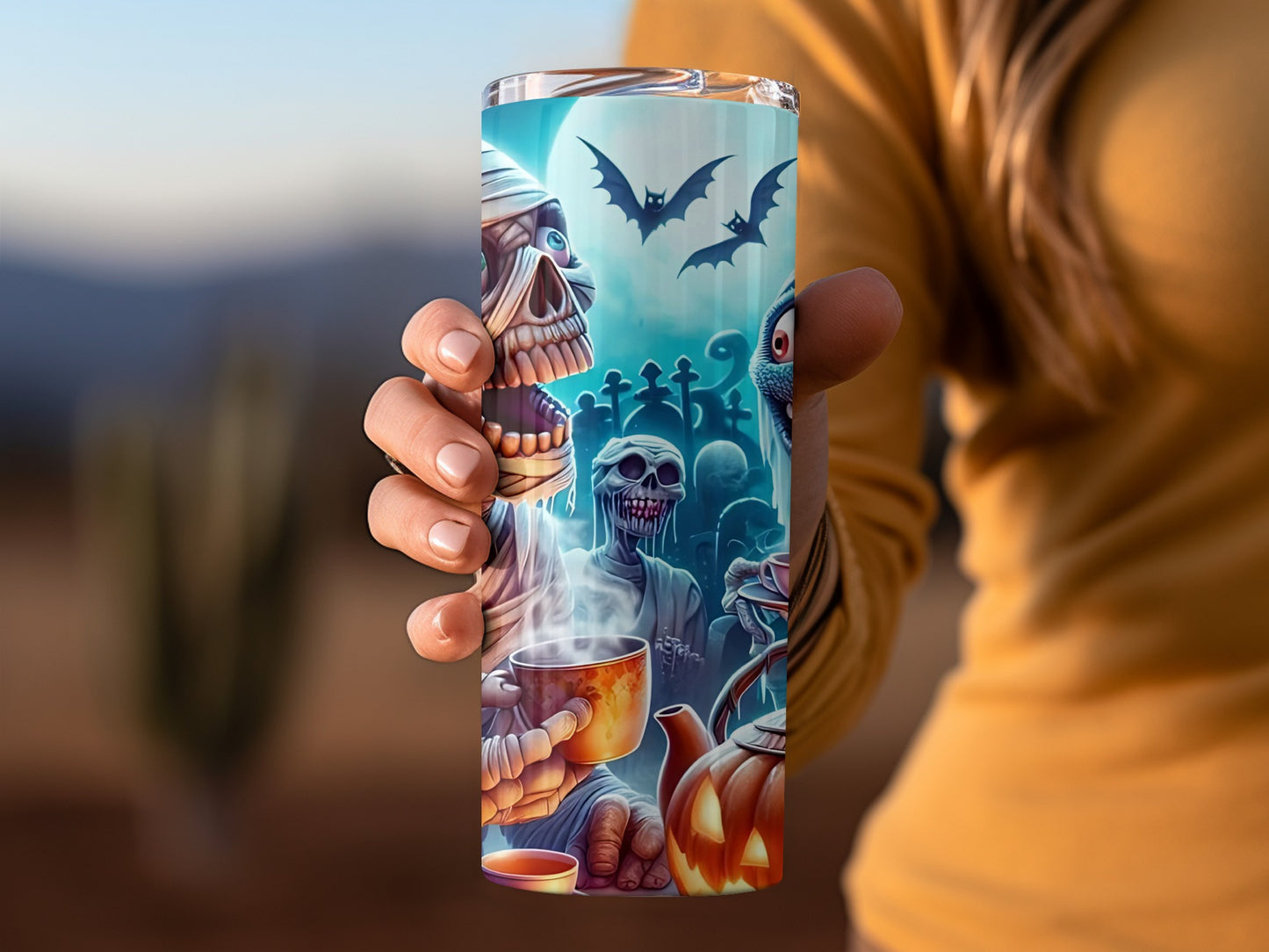 Spooky Halloween Themed Tumbler with Mummies product
