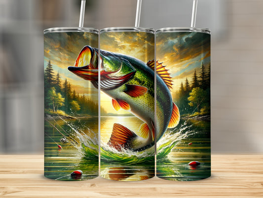 Realistic Jumping Fish Design Fishing Tumbler