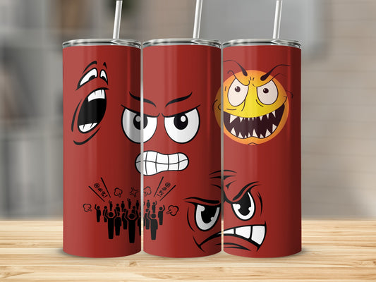 Angry Faces Design Red Insulated Tumbler Cup