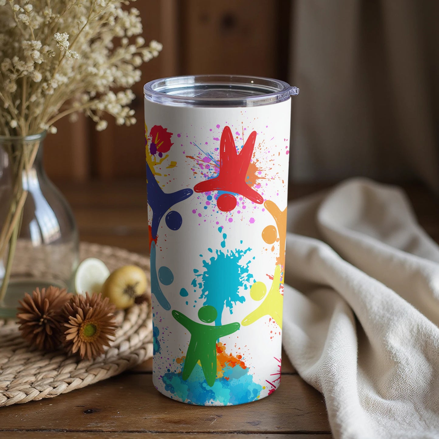 Vibrant Circle of Hands Artistic Drinkware for You