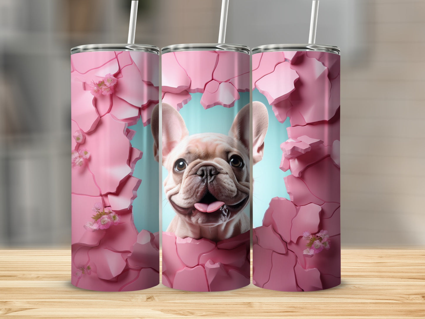 Adorable French Bulldog Pink Shattered Tumbler product type