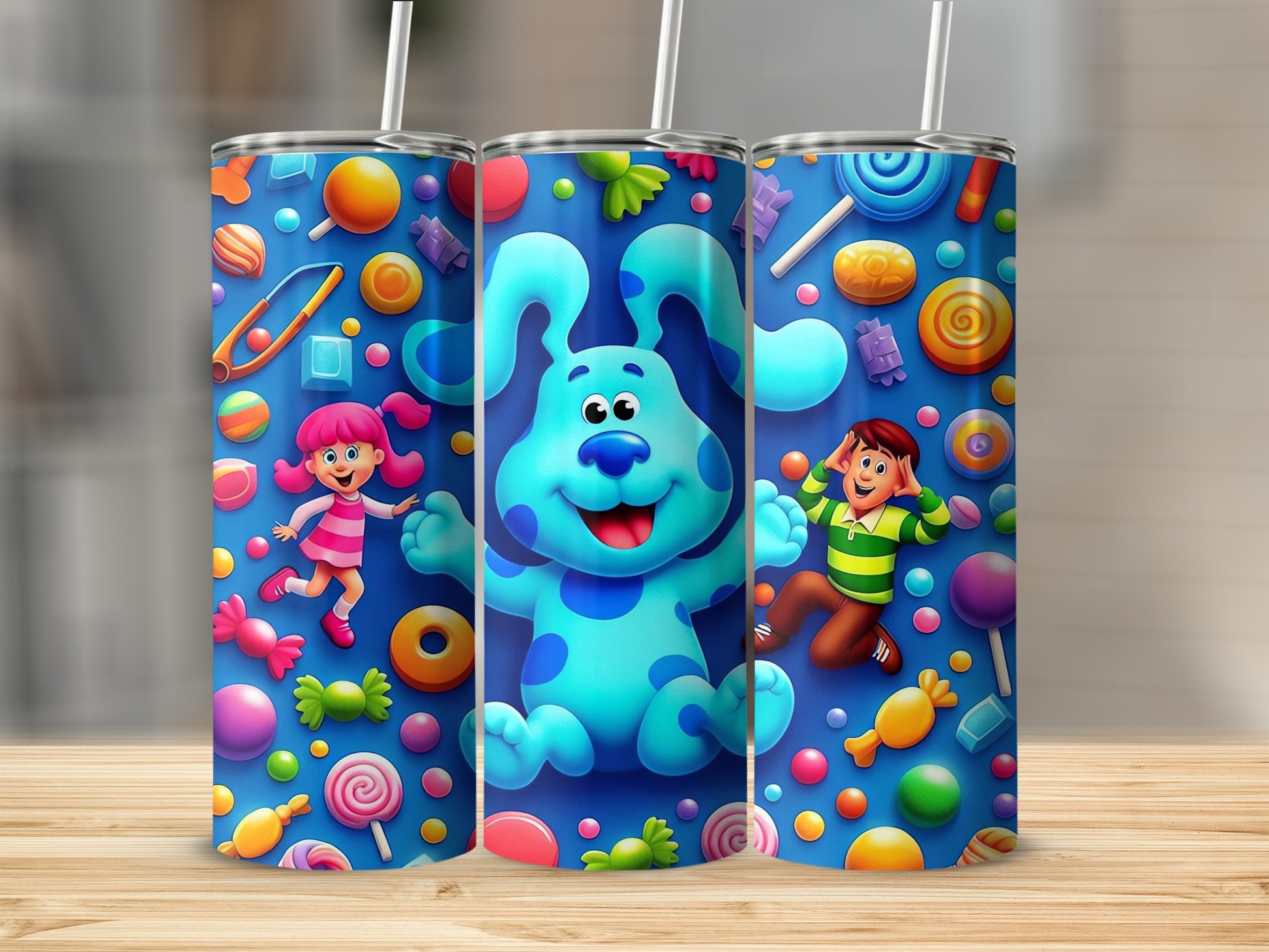 Colorful Cartoon Characters Print Tumbler Cup