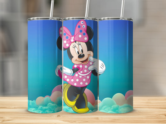 Cute Minnie Mouse Tumbler With Gradient Blue Design