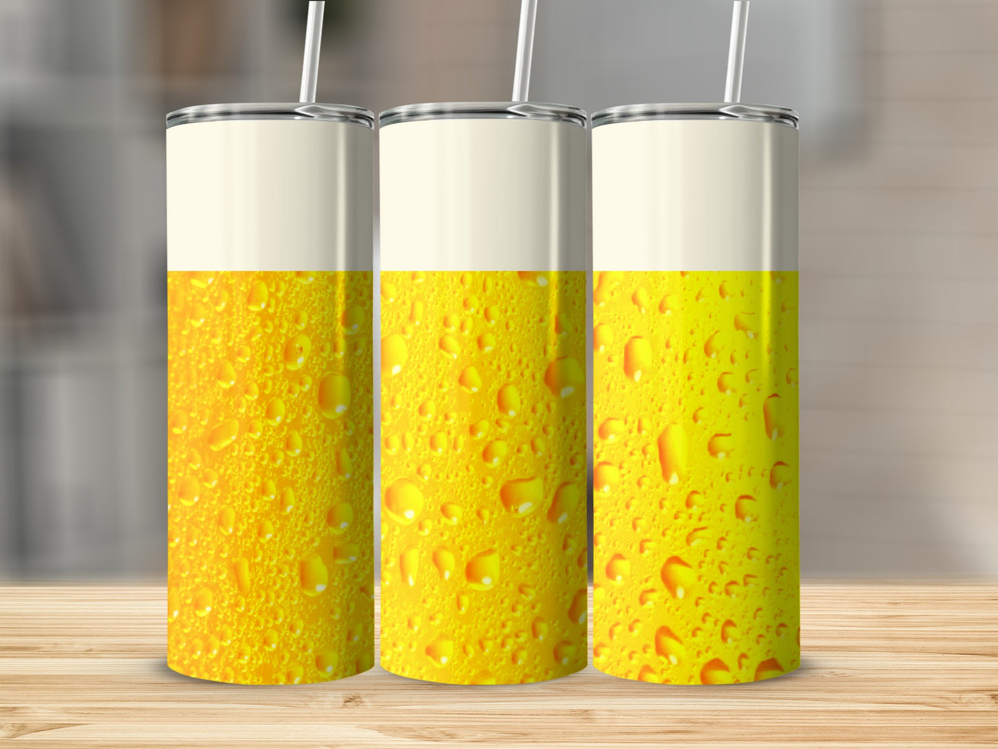 Refreshing Yellow Beverage Design Stainless Steel Tumbler
