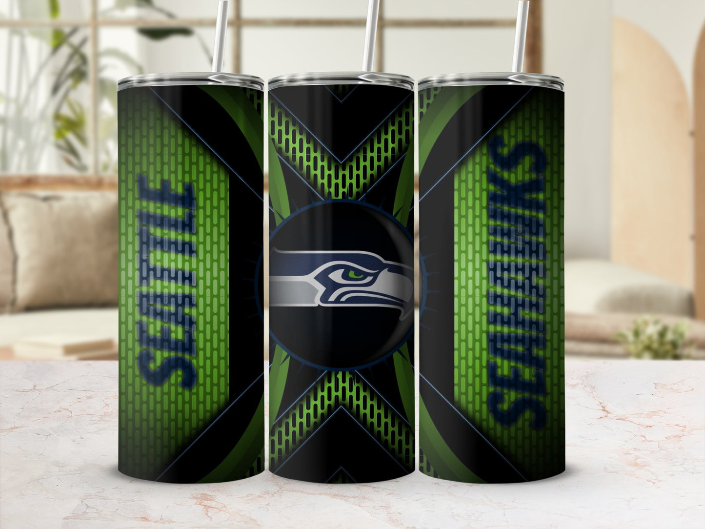 Seattle Seahawks Logo Football Team in Green Tumblers