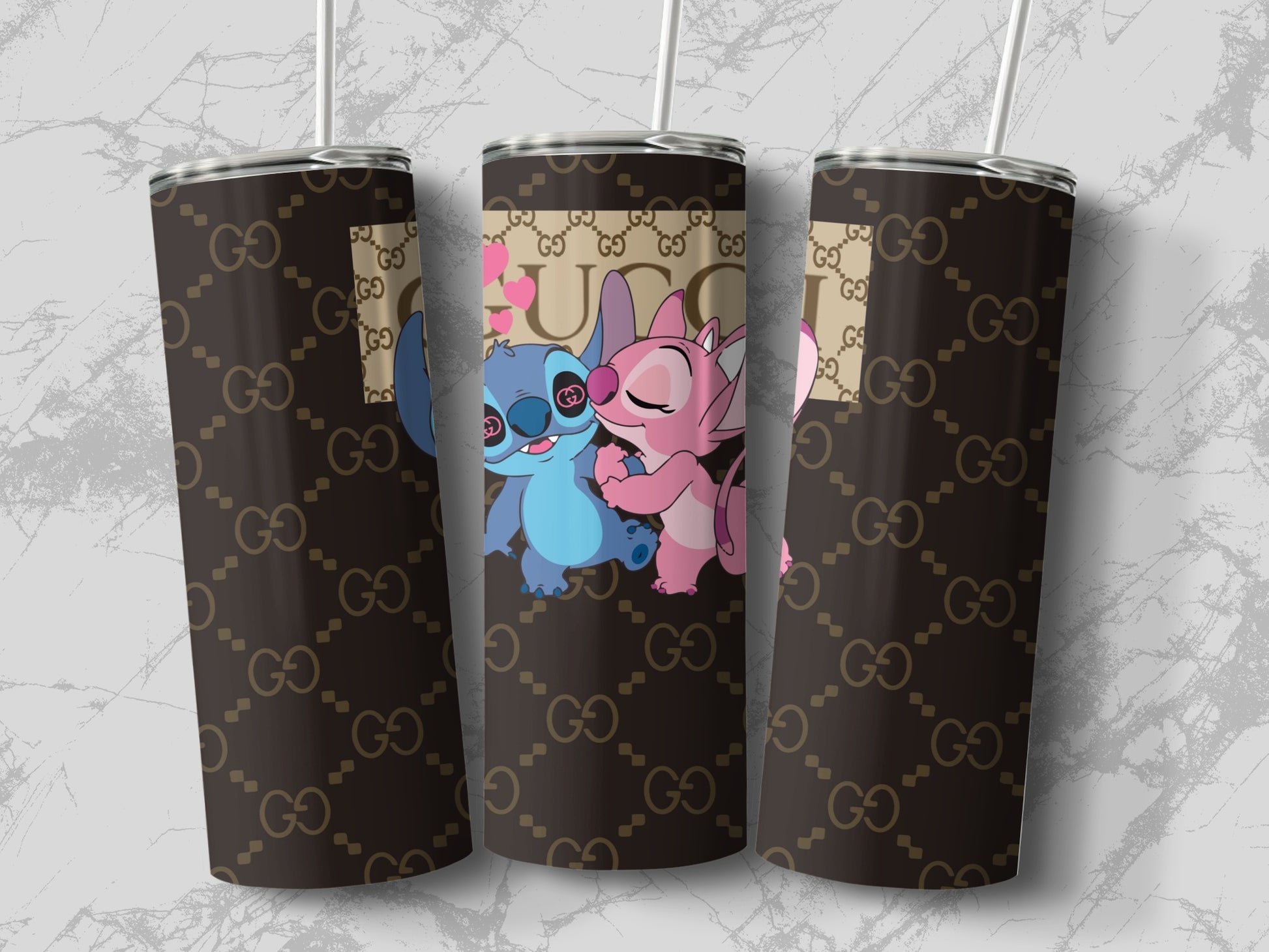 Cute Blue and Pink Cartoon Character Insulated Cup