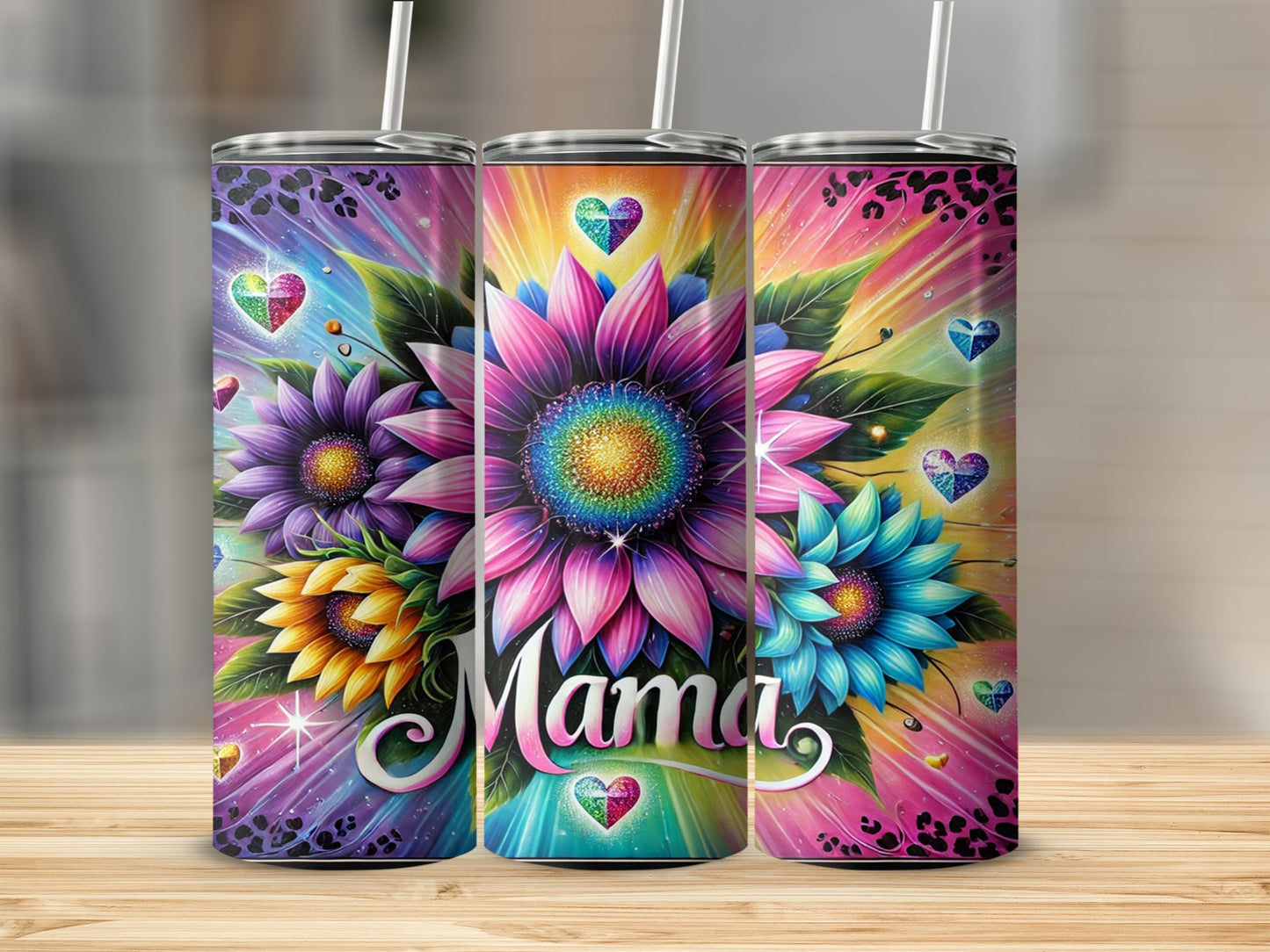 Colorful Floral Mama Insulated Tumbler Cup