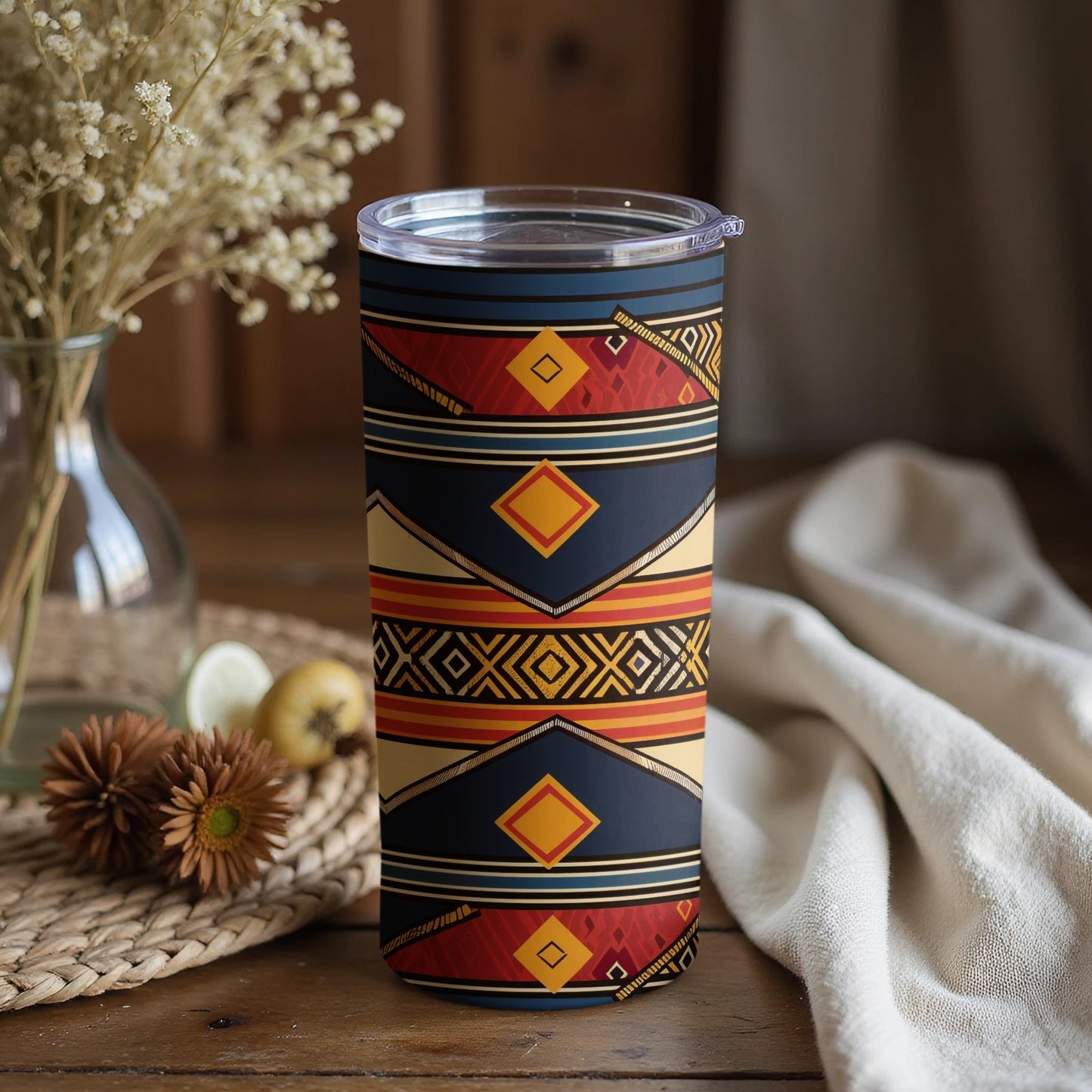 Boho Chic Colorful Geometric Pattern Tumbler
