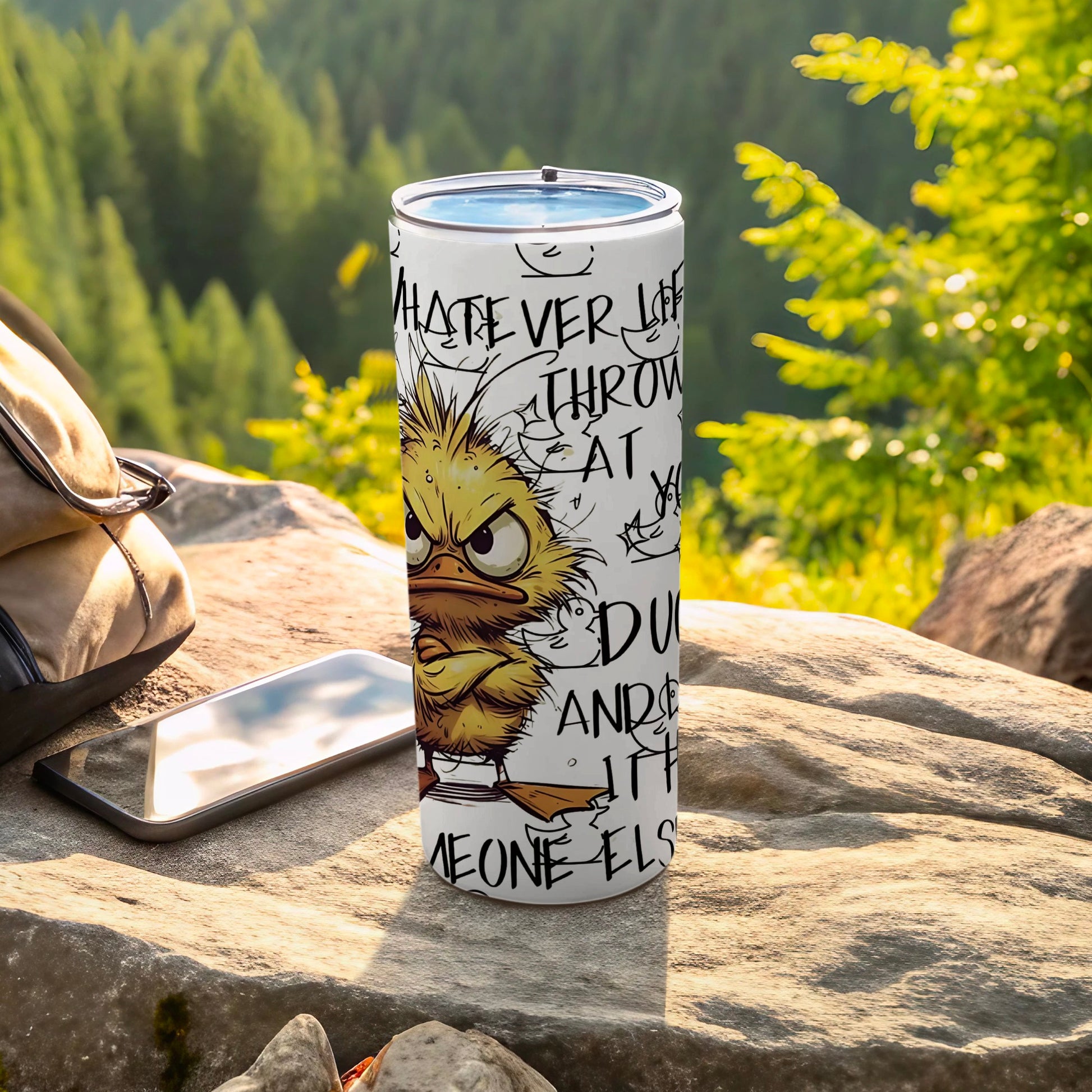 Funny Duck Cartoon Tumbler for Outdoors Enthusiasts