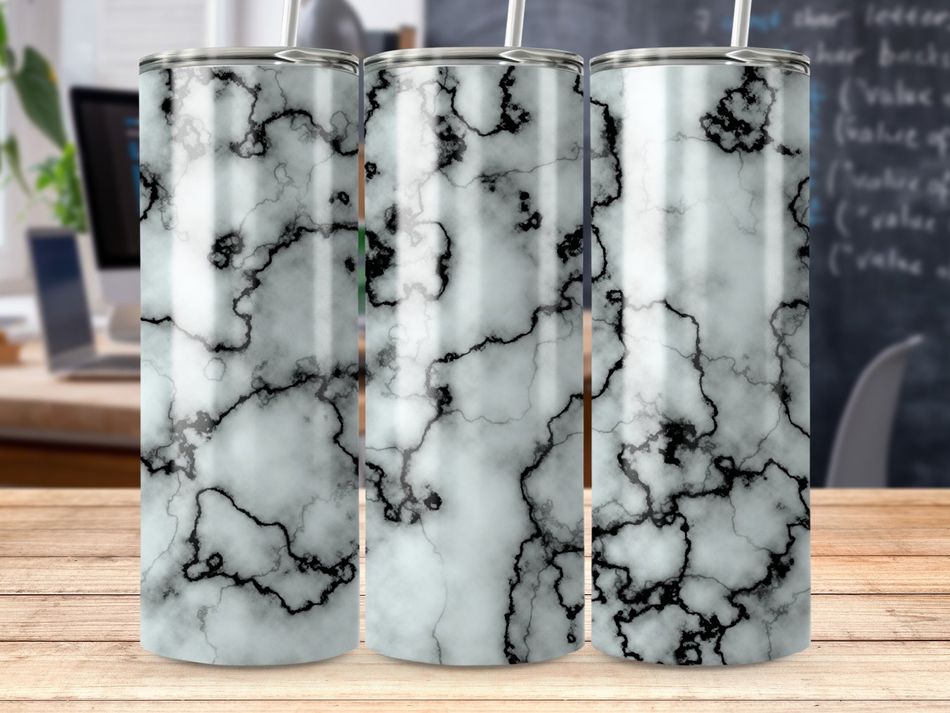 Black White Marble Pattern Tumbler Drinkware product type