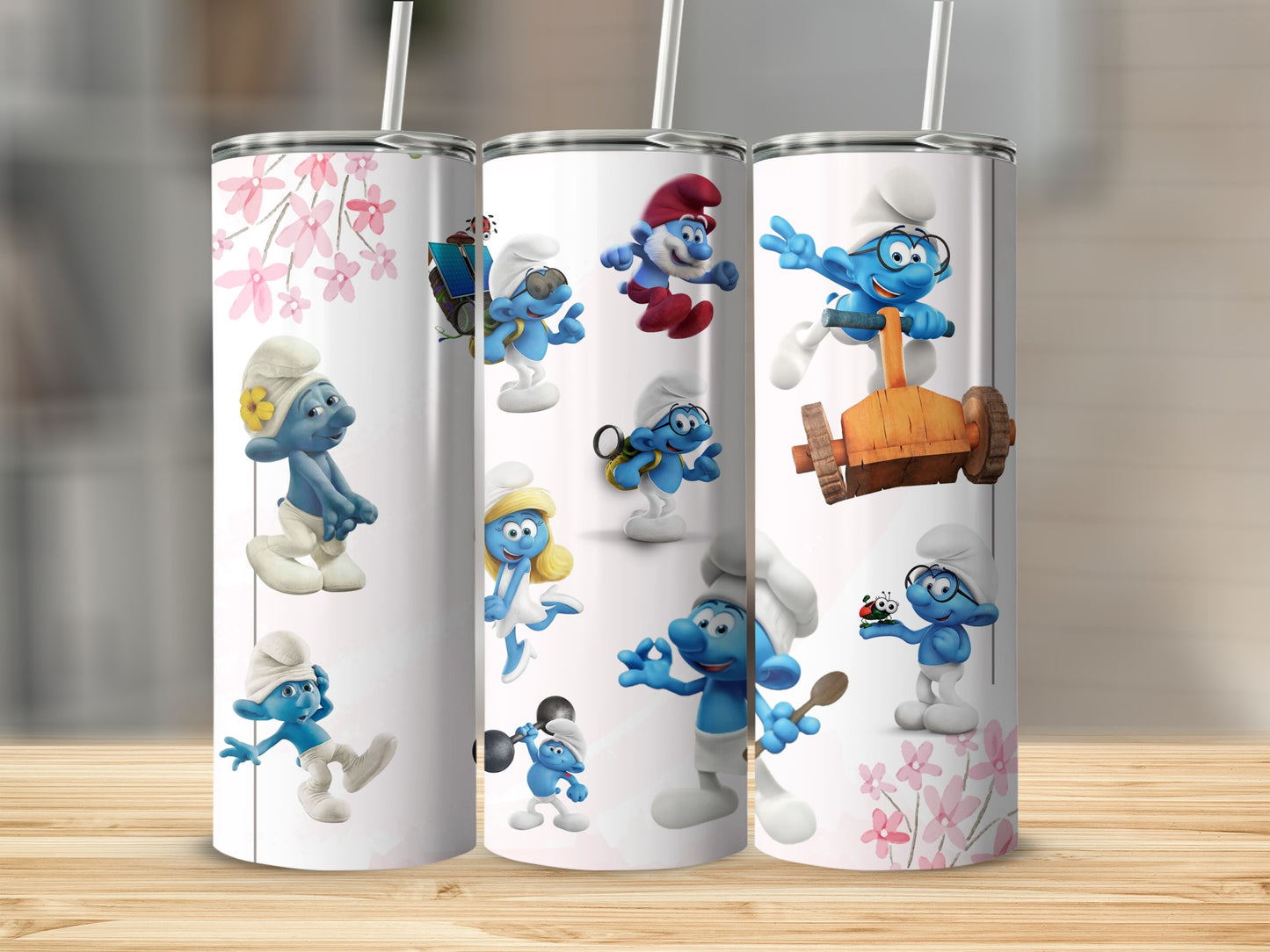 Cute Cartoon Themed Characters on White Tumbler Cup