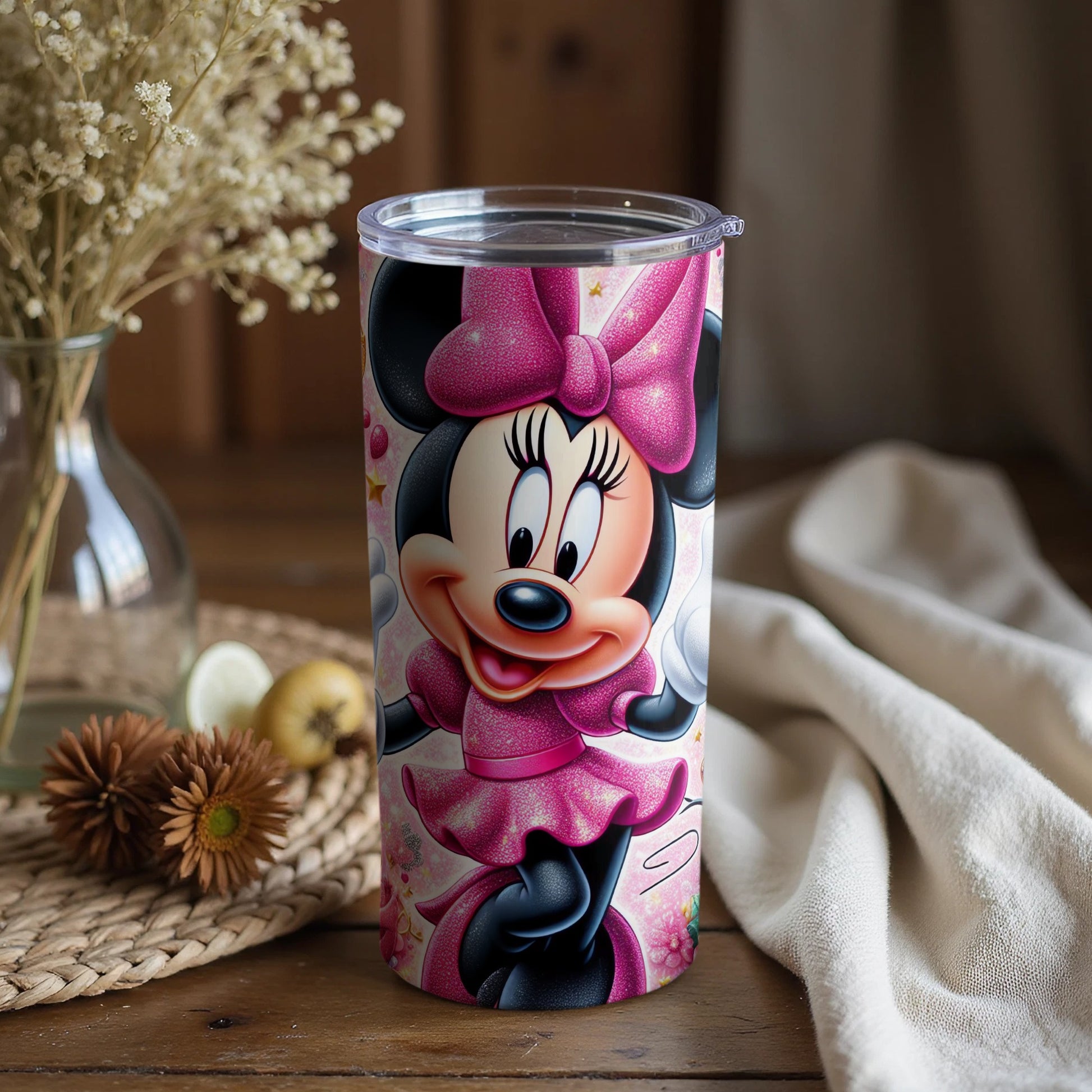 Minnie Mouse Glittery Pink Tumbler for Kids and Fans