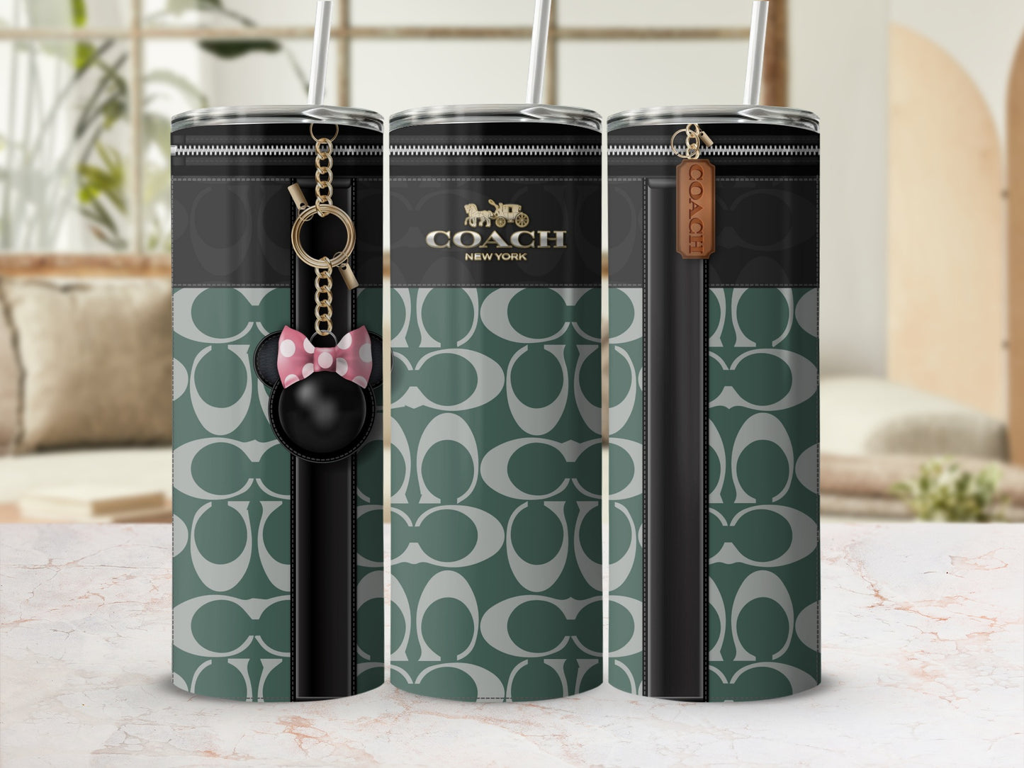 Designer Style Insulated Drink Tumbler with Straw