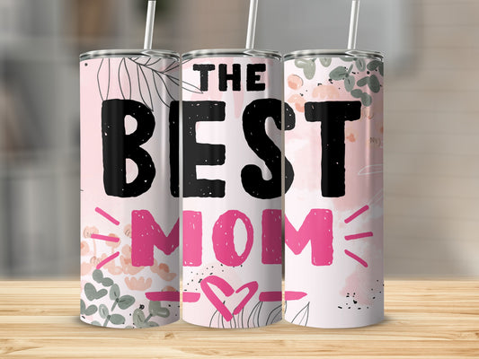 Best Mom Floral Design Tumbler Cup With Straw