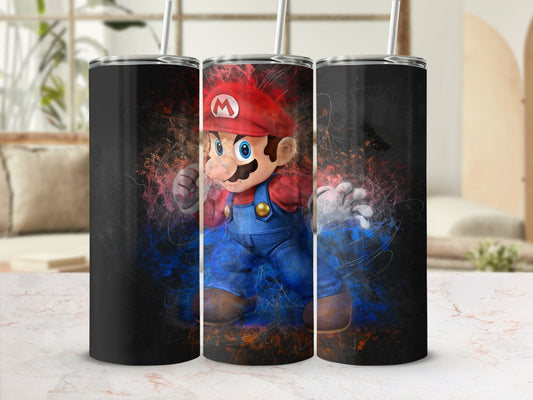 Colorful Mario Graphic Design Insulated Tumbler Cup