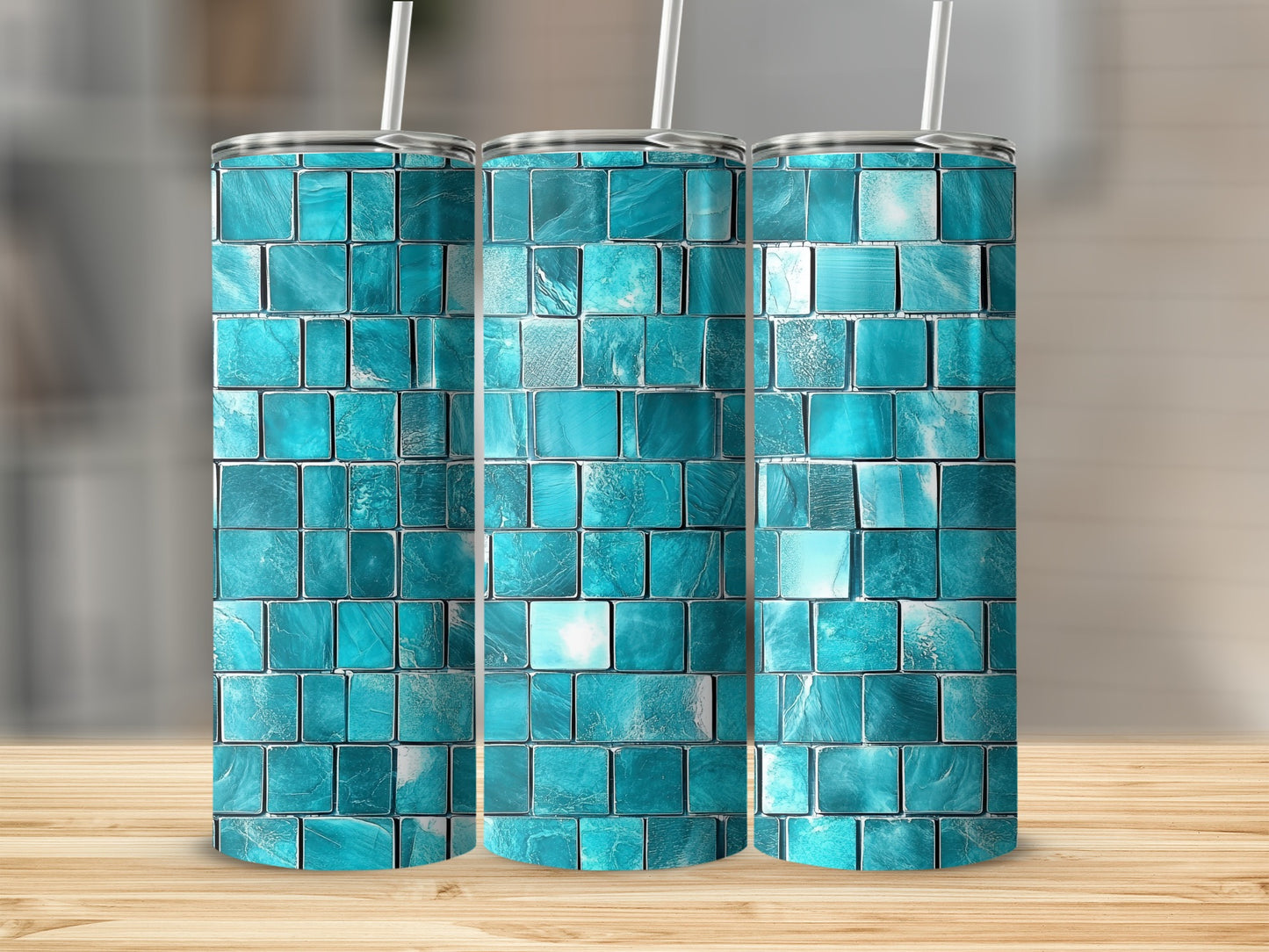 Azure Cubes Pattern for Sophisticated Look Tumblers