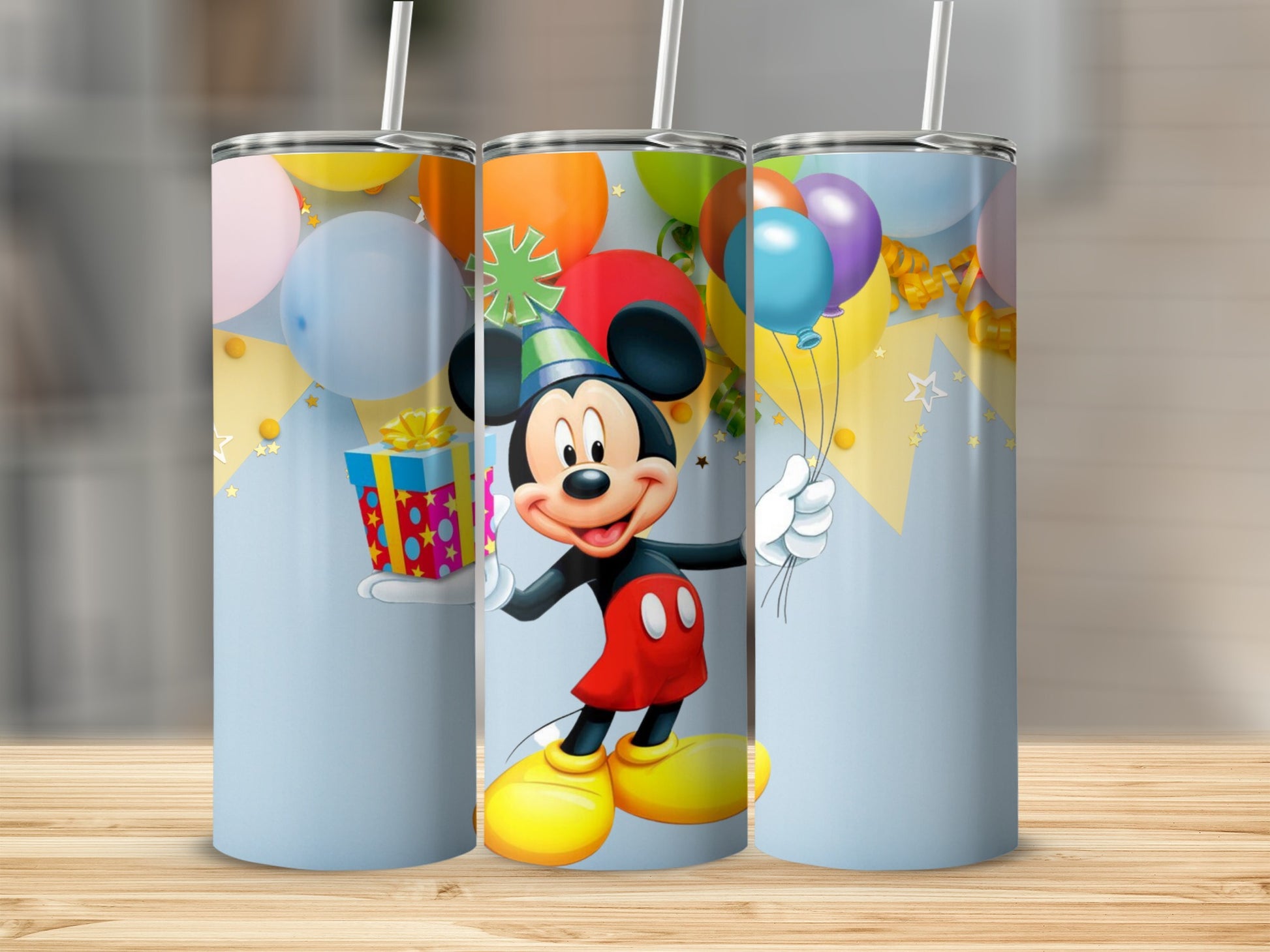 Mickey Mouse Birthday Party Tumbler with Balloons